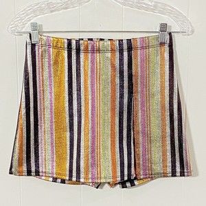 NEW Indigo Child METALLIC STRIPED Mini Short Shorts M Skort STRETCH